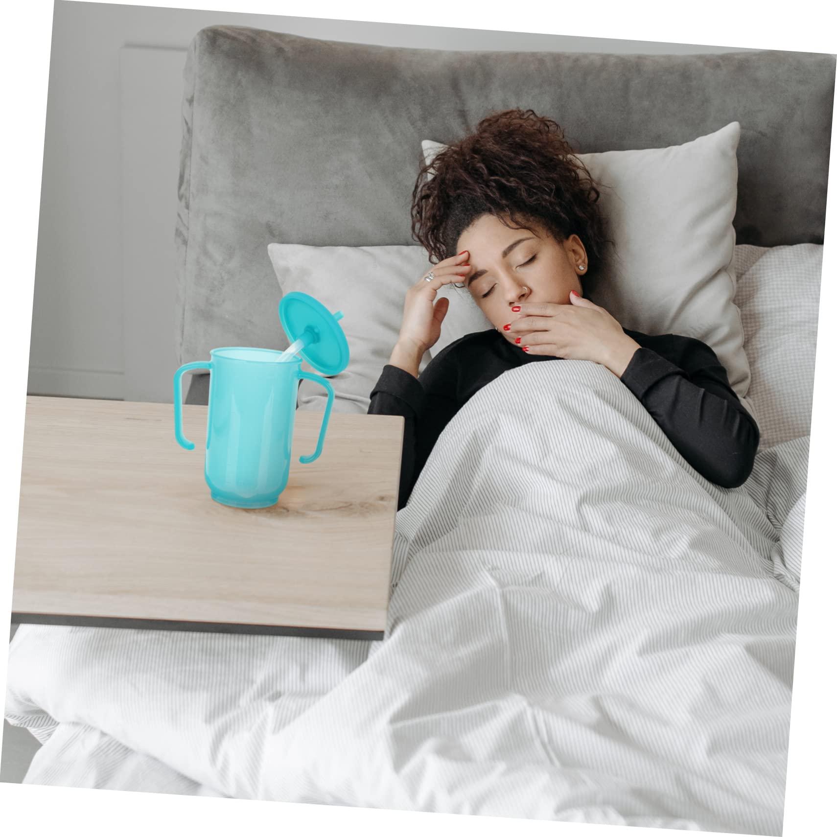 Healeved Healeved Anti- Water Cup Double Handle Mug Convalescent Feeding Cup No Spill Cups for Elderly Cups with Lids and Straws Elderly Cup Bedridden Tumbler Double Handle Cups Blue Plastic
