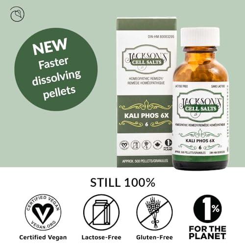 Jackson's Jackson\'s Cell Salt #6 Kali phos 6X (500 Pellet Bottle) - Certified Vegan, Lactose-Free Kali phosphoricum 6X