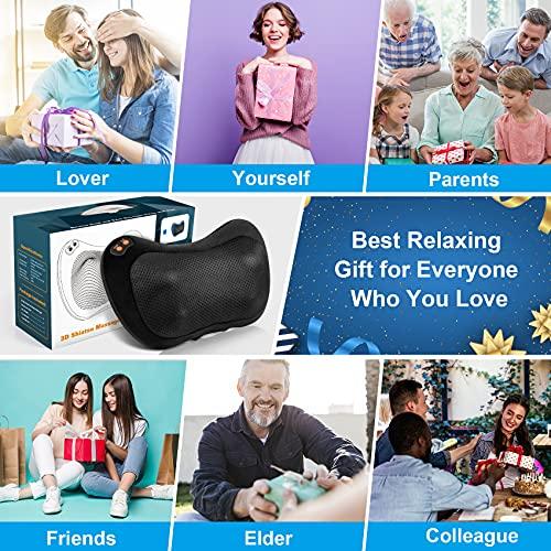 AKMONA Shiatsu Massage Pillow Back and Neck Massager with Heat Deep Tissue Massager for Pain Relief Gift for Women Men Mom Dad Kneading Massager for Neck Back Shoulder Foot Calf Leg Hand at Home Office Car