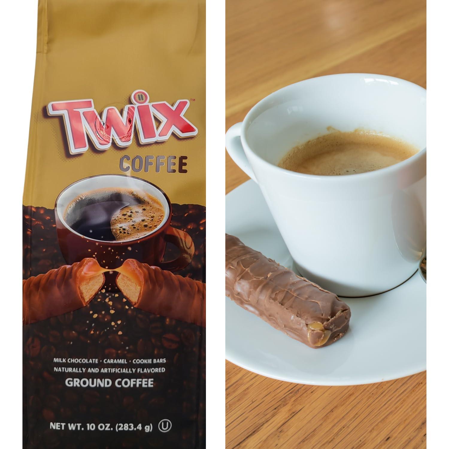 Brightest Place Candy Bar Flavored Ground Coffee Chocolate Caramel Cookie Variety Pack Beverage Bundle with Brightest Place Clean Up Cloth and Snickers, M&Ms, and Twix Flavor Drink 3 Bags 10 ounce