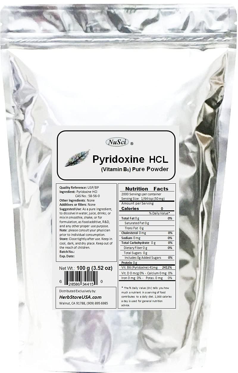NuSci NuSci Pyridoxine HCl Vitamin B6 Pure Powder 100g (3.52oz)