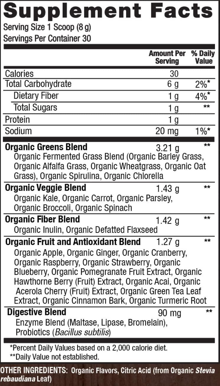 SOTRU PlantFusion Fruitful Super Greens Powder - Fermented Juice Powder Blend with Digestive Enzymes Probiotics & Prebiotic Fiber - Organic, Non-GMO, Vegan, Gluten-Free - 8.46 oz 30 Servings