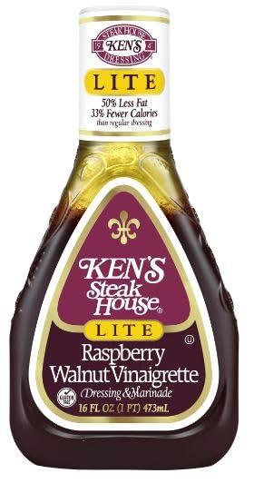 Vending 2 U Ken\'s Steak House Lite Raspberry Walnut Vinaigrette - 16 fl oz, Pack of 4