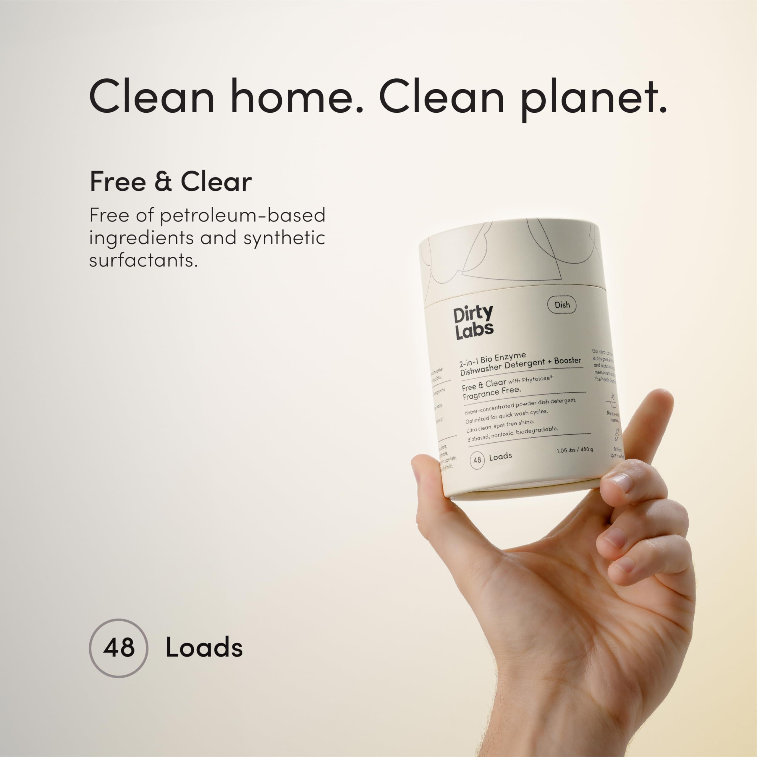 Dirty Labs Dirty Labs | Dishwasher Detergent and Booster | Scent Free | 48 Loads (1 lb) | Ultra Clean, Spot Free, Quick Wash Optimized | Hyper Concentrated