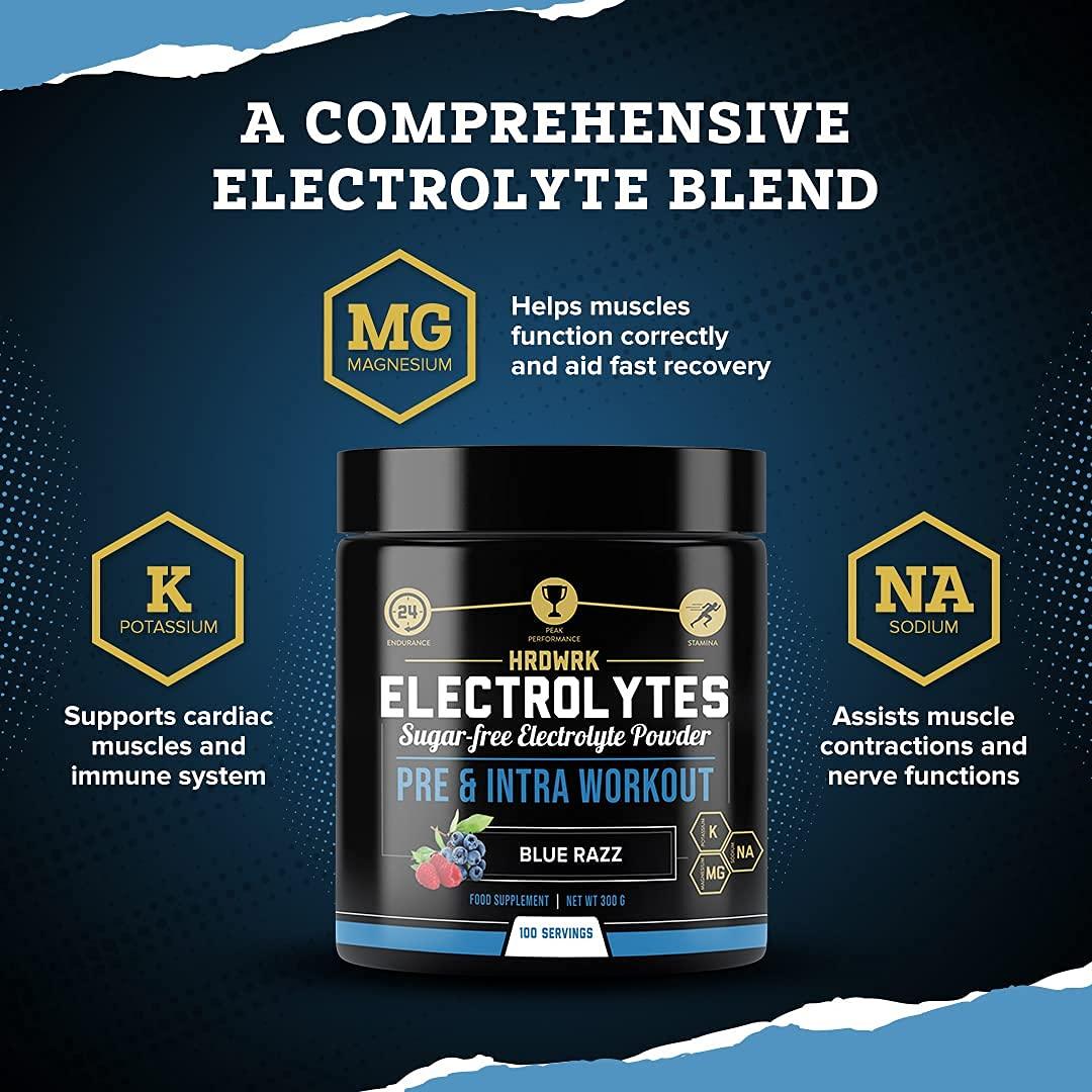 MMA Nutrition HRDWRK Electrolytes Powder with Magnesium, Potassium - Sugar Free Electrolytes Boost Endurance and Reduce Fatigue with This Electrolytes Supplement - Maximum Hydration - Keto Friendly