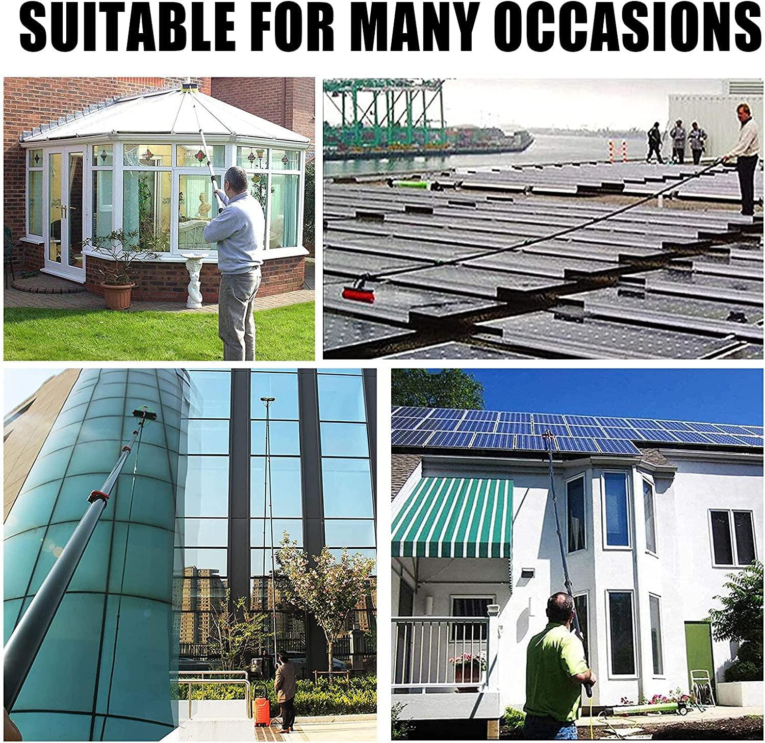 WWTSMYXGS Water Fed Telescopic Brush 3.6-10.8M, Window Cleaning Pole with Squeegee, Solar Panel Cleaning Equipment, Extendable Cleaner Conservatory Roof (9M)