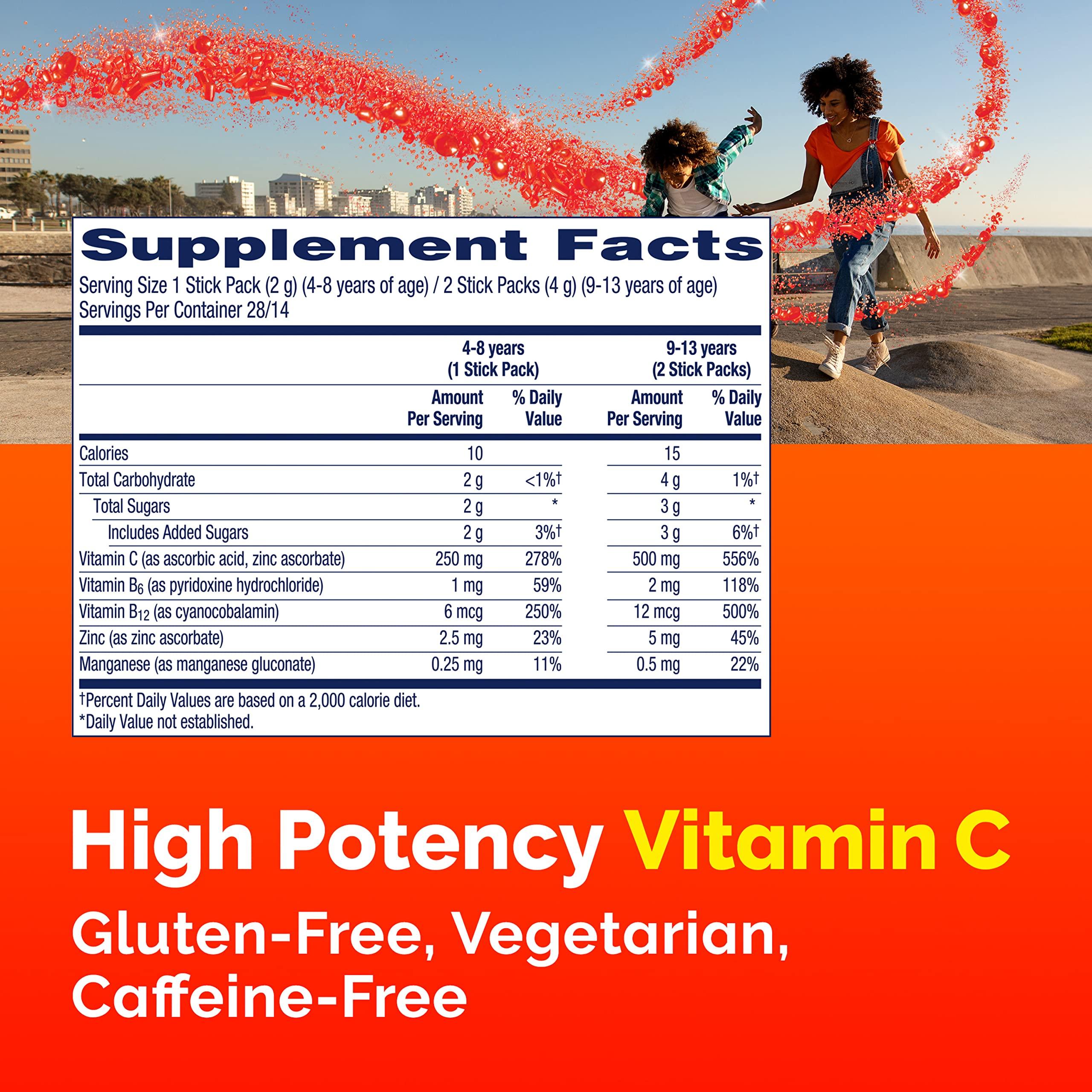 Emergen-C Emergen-C Kidz Crystals, Stocking Stuffer, On-the-Go Emergen-C Immune Support Supplement with Vitamin C, B Vitamins, Zinc and Manganese, Sparkly Strawberry - 56 Stick Packs