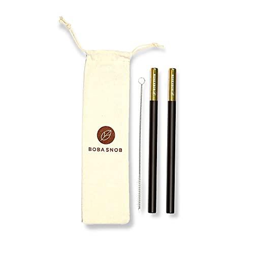 Boba Snob Premium DIY Boba Tea Kit - 5 Organic Teas - 32 oz Boba - 2 Stainless Steel Straws - Teaspoon - Brown Sugar Non-Dairy Creamer To Make The Perfect Bubble Tea Drink At Home!