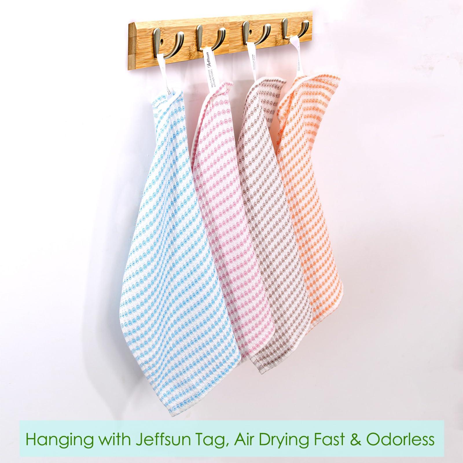JEFFSUN JEFFSUN Kitchen Wash Cloths 12 Pack, 10x14 Inch Small Dish Rags, Oil Resistant Waffle Dish Cloths, Multipurpose Use Reusable Cleaning Cloths for Washing Dishes