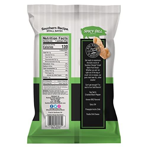 Southern Recipe Pork Rinds Variety Pack | Salt & Pepper, Korean BBQ, & Spicy Dill | Southern Recipe Small Batch Chicharrones | Keto Friendly & Low Carb | Snack Bag (18 Count)