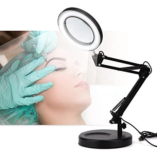 ANGGREK Magnifying Glass lamp, Dimmable Magnifying Lamp Adjustable Swing Arm Lighted Magnifier Desk Lamp USB Desktop Magnifying Glass Lamp Tattoo can be Folded for Repair, Crafts, Close Work