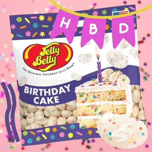 Needzo Birthday Cake and Unicorn Mix Flavored Jelly Beans, Girls Celebration Kit Gourmet Chewy Candy for Boys and Girls, Shareable Bagged Candies, Pack of 2, 3.5 Ounces