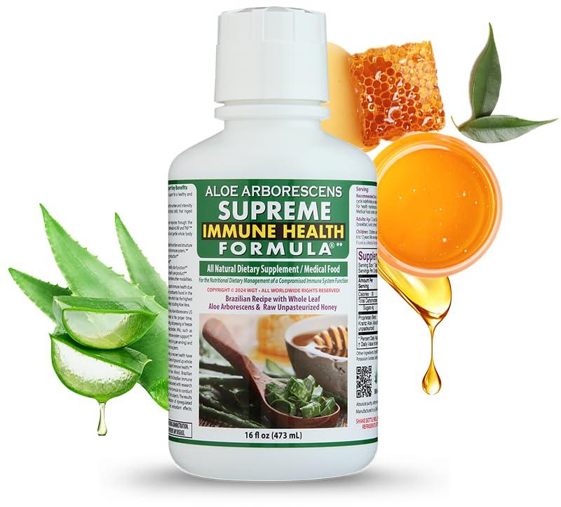Deca Aloe Arborescens US Aloe Arborescens - Supreme Immune Health Formula - for Healthy Immune System Function - Aloe Juice + Honey (16 Ounces) (4)