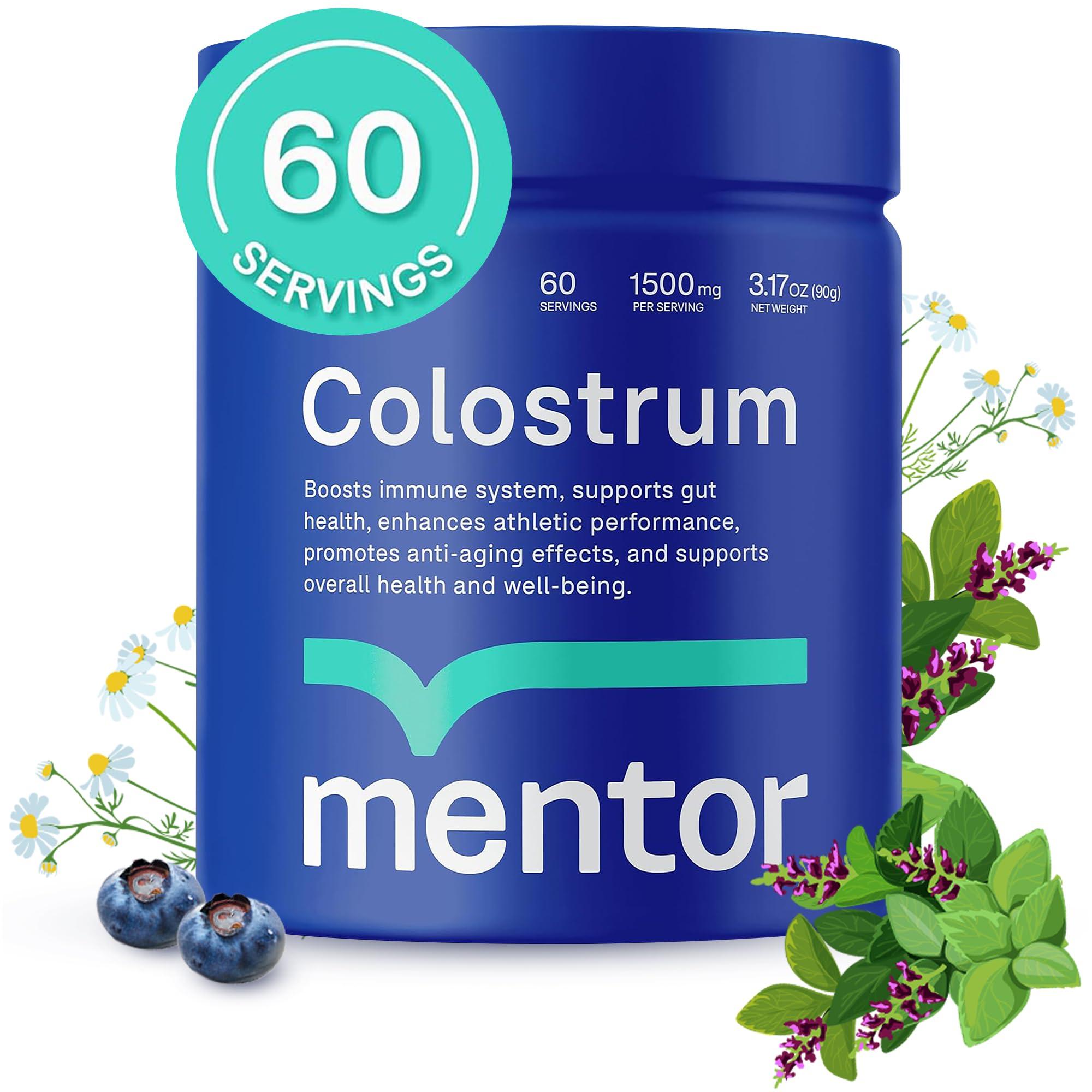 Mentor Mentor Colostrum Powder Supplement for Humans - Organic Bovine Colostrum Supplement for Gut Health, Hair Growth, Beauty, and Immune Support - Colostrum Protein