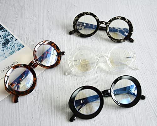 LUR LUR Blue Light Blocking Reading Glasses for Women - 4 Pack Round Computer Readers +1.00