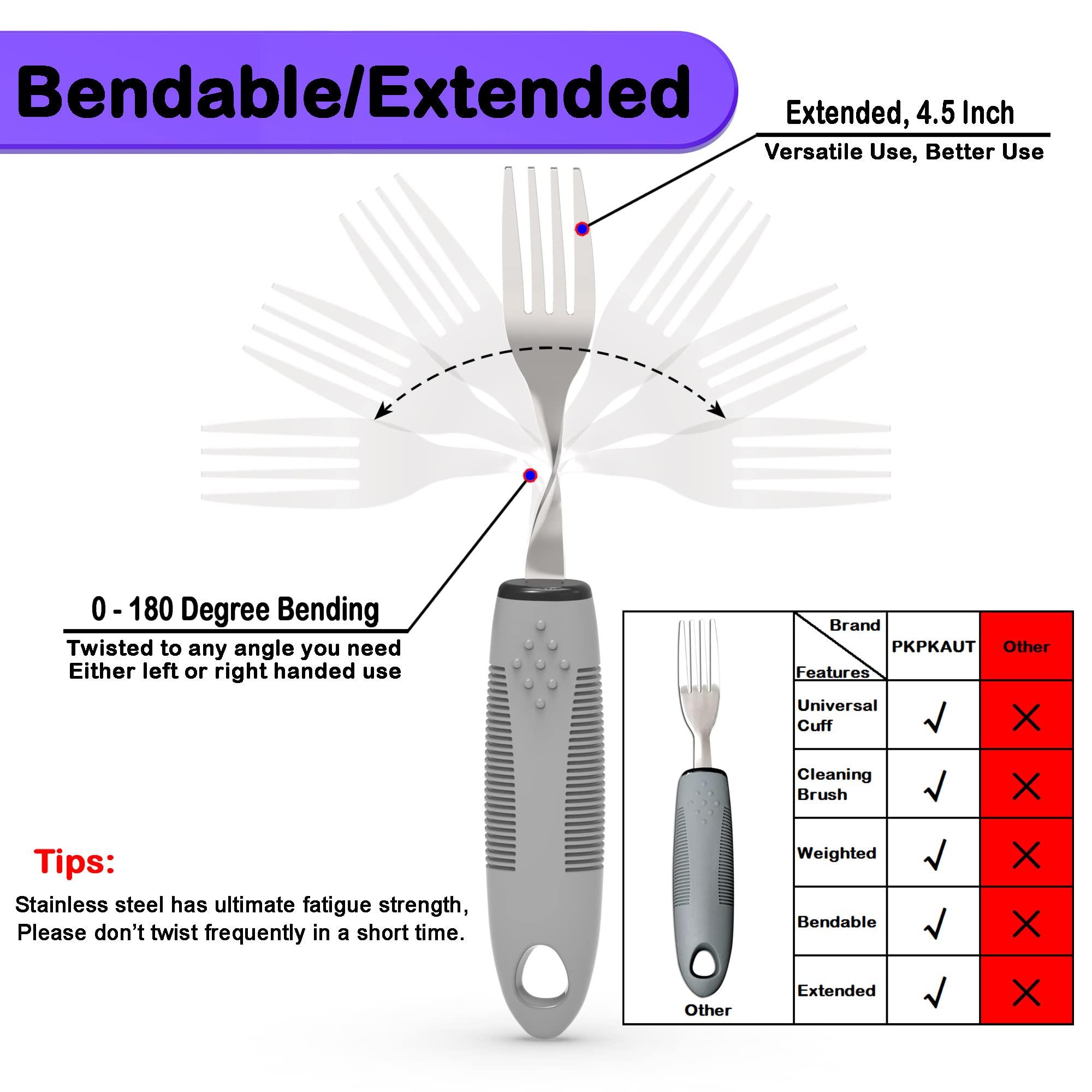PKPKAUT PKPKAUT Bendable/Weighted Forks for Hand Tremors, Adaptive Handicap Fork for Parkinsons Patients, Parkinson Curved Fork for Shaking Hands, Liftware Angled Arthritis Fork for Adults Disabled Elderly