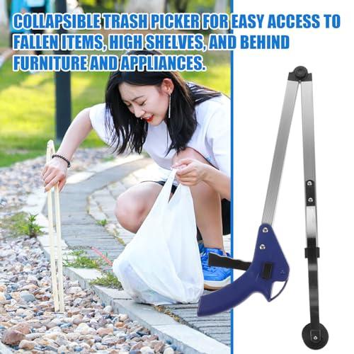 Garneck Garneck Trash Grabber Folding Trash Tongs Outdoor Fireplace Tools Trash Pick Clips Pincher Grab Tool Rubber Charcoal Handle Elder Grabber Pickup Tool