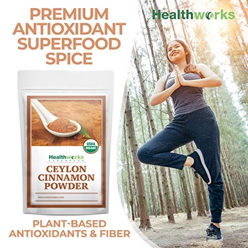 Healthworks Healthworks Ceylon Cinnamon Powder Ground Raw Organic (16 Ounces / 1 Pound) | Keto, Vegan & Non-GMO | Great with Coffee, Tea & Oatmeal | Premium Antioxidant Superfood/Spice (1 Pound)