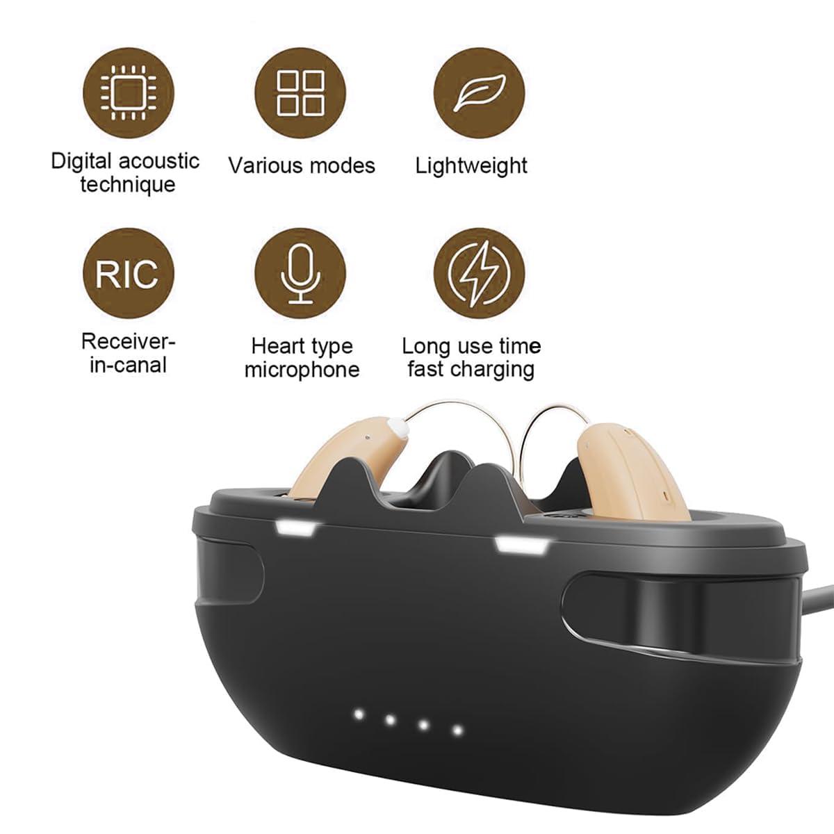 Vodeson VODESON Advanced Bluetooth Hearing Aids for Seniors - Rechargeable and Noise Cancelling, Smart App Control, Ideal for Mild to Moderate Hearing Loss, OTC Digital Devices with 3 Scene Modes
