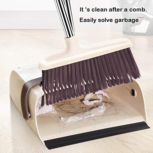 brooms brooms NLIAN and Dustpan Set, with 75cm Long Handle House Sweep with Upright Stand Up Dustpan for Home Kitchen Room Office Lobby Floor Cleaning