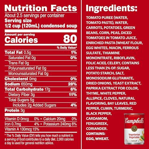Campbell\'s Campbells Condensed Vegetarian Vegetable Soup, 10.5 Ounce Can
