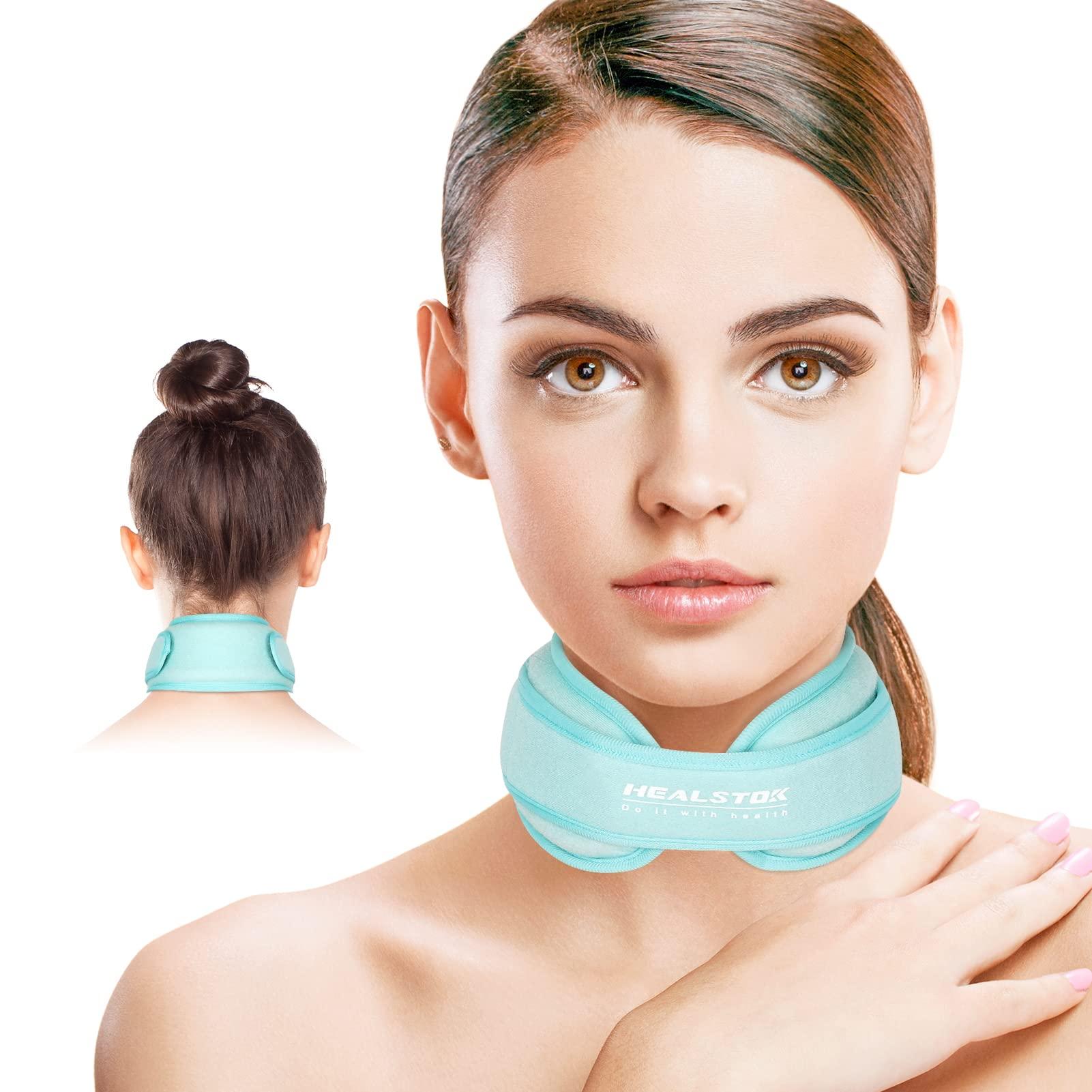 HEALSTOK Neck Ice Pack Wrap,Cervical Ice Pack,Cold Compress Ice Packs for Neck Injuries Reusable Cold & Hot Therapy Adjustable Flexible Gel Migraine Ice Head Wrap for Neck Pressure. (Ice Blue)