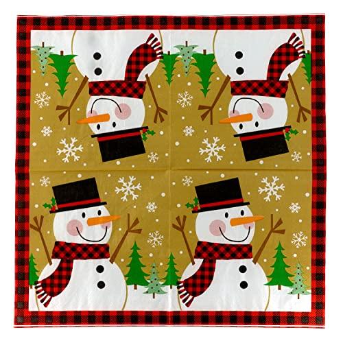 Iconikal Iconikal Disposable Dinner Paper Party Napkins, Winter Wonderland Snowman, 75-Count