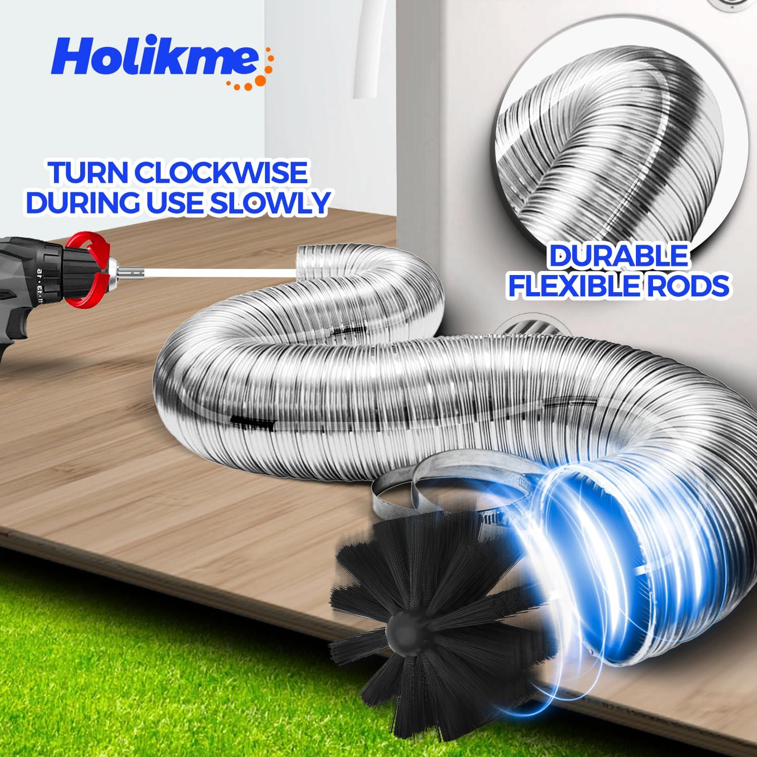 Holikme Holikme 50 Feet Dryer Vent Cleaner Kit Lint Remover Flexible Dryer Vent Cleaning Brush Extends Up to 50 Feet