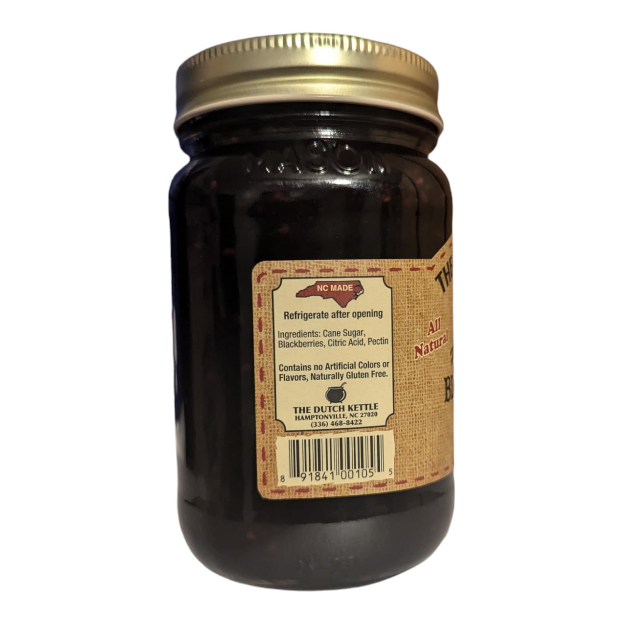 The Dutch Kettle The Dutch Kettle Amish Homemade Black Raspberry Jam - One (18 oz Jar) - Made with Premium Ingredients, Non-GMO, No Preservatives