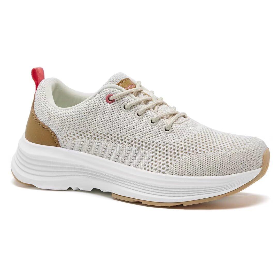 OrthoComfoot Women\'s Orthopedic Walking Shoes with Arch Support: Comfortable Orthotic Running Sneakers for Plantar Fasciitis, Supportive Trip Sneakers with Eva Elastic Thick Sole Beige Size 8