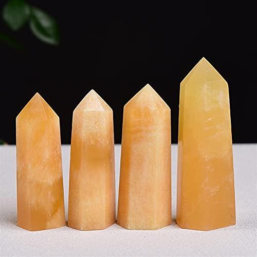 DOUPE Natural Crystal Point Orange Yellow Jade Healing Obelisk Quartz Wand Ornament for Home Decor Reiki Energy Ore Mineral Craft Gift for Meditation (Color : Random delivery, Size : 71-80 mm)