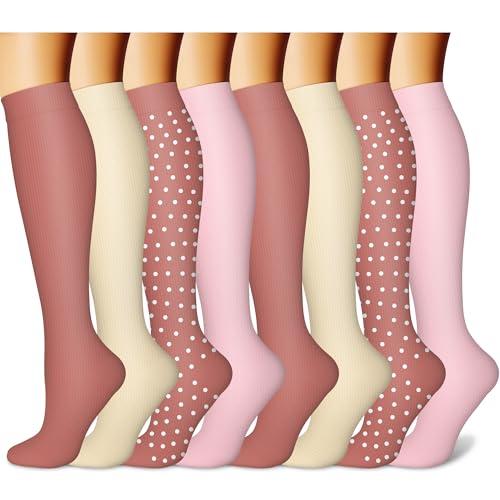CHARMKING CHARMKING Compression Socks for Women & Men Circulation 8 Pairs 15-20 mmHg is BEST Graduated for Nurses, Support, Athletics, Cycling, Running, Flight Travel, Pregnancy Boost Performance(Multi 46,L/XL)
