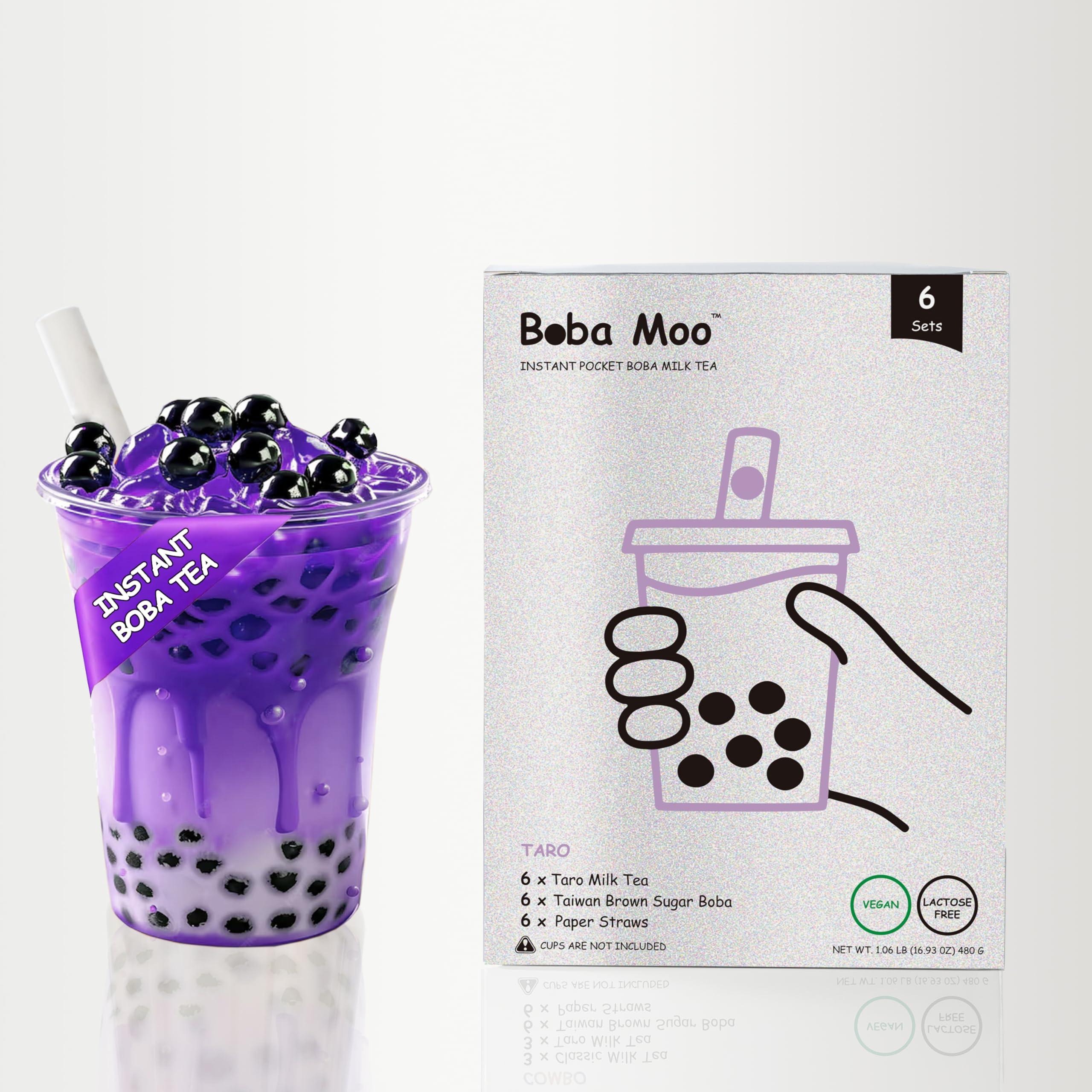 Boba Moo Boba Moo Premium Boba Tea Kit With Taro Milk Tea Flavor - Only 10,000 Kits Yearly, Small Batch Bubble Tea Kit With Exceptional Taste & Chewiness, Vegan, Lactose-Free, 6 Servings
