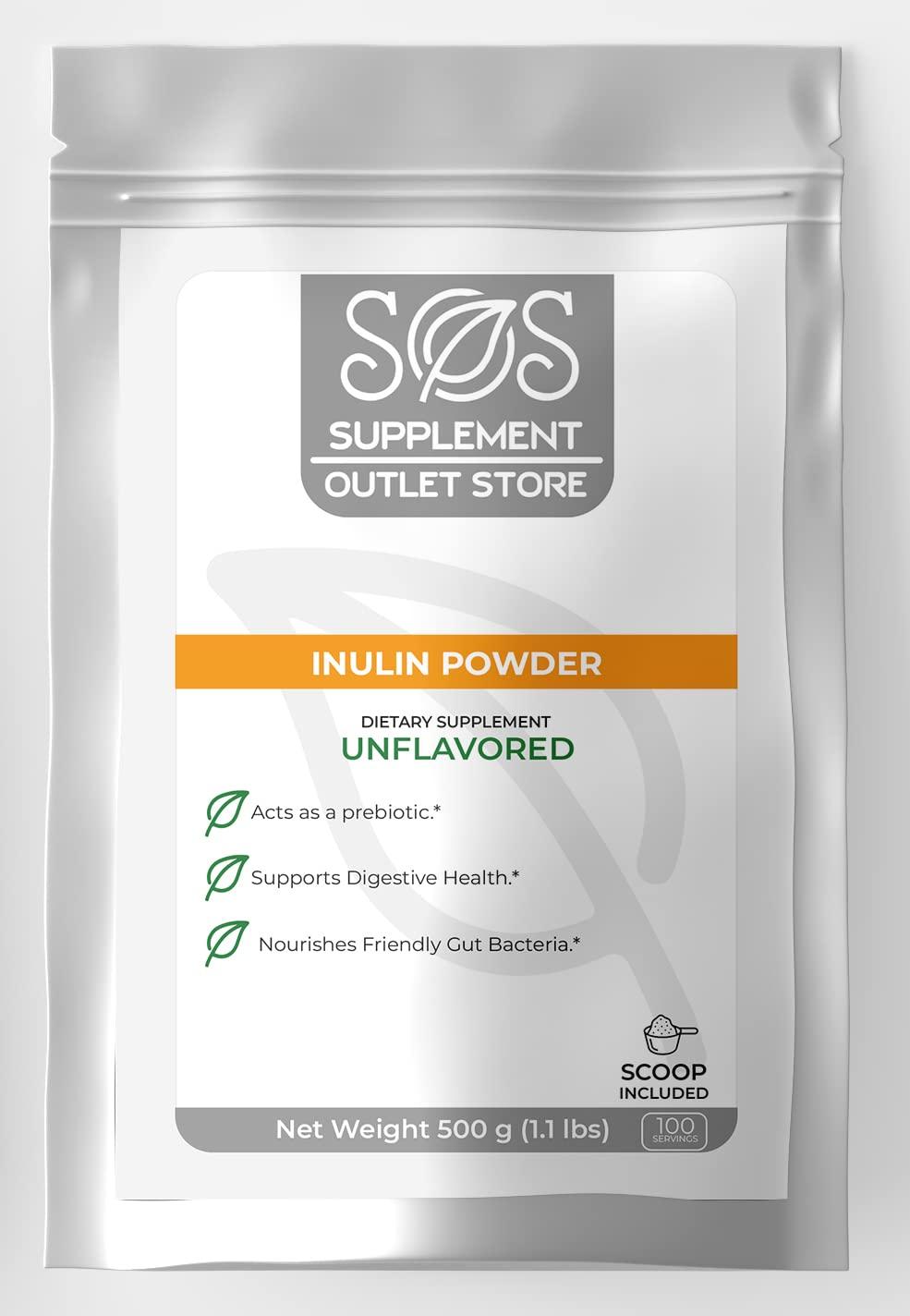 Supplement Outlet Store SOS Inulin Powder - Prebiotic Fiber Supplement - Supports Gut Health and Digestive Regularity - Soluble Powder Fiber Supplement for Women/Men - Gluten Free, Sugar Free, Keto - 100 Servings
