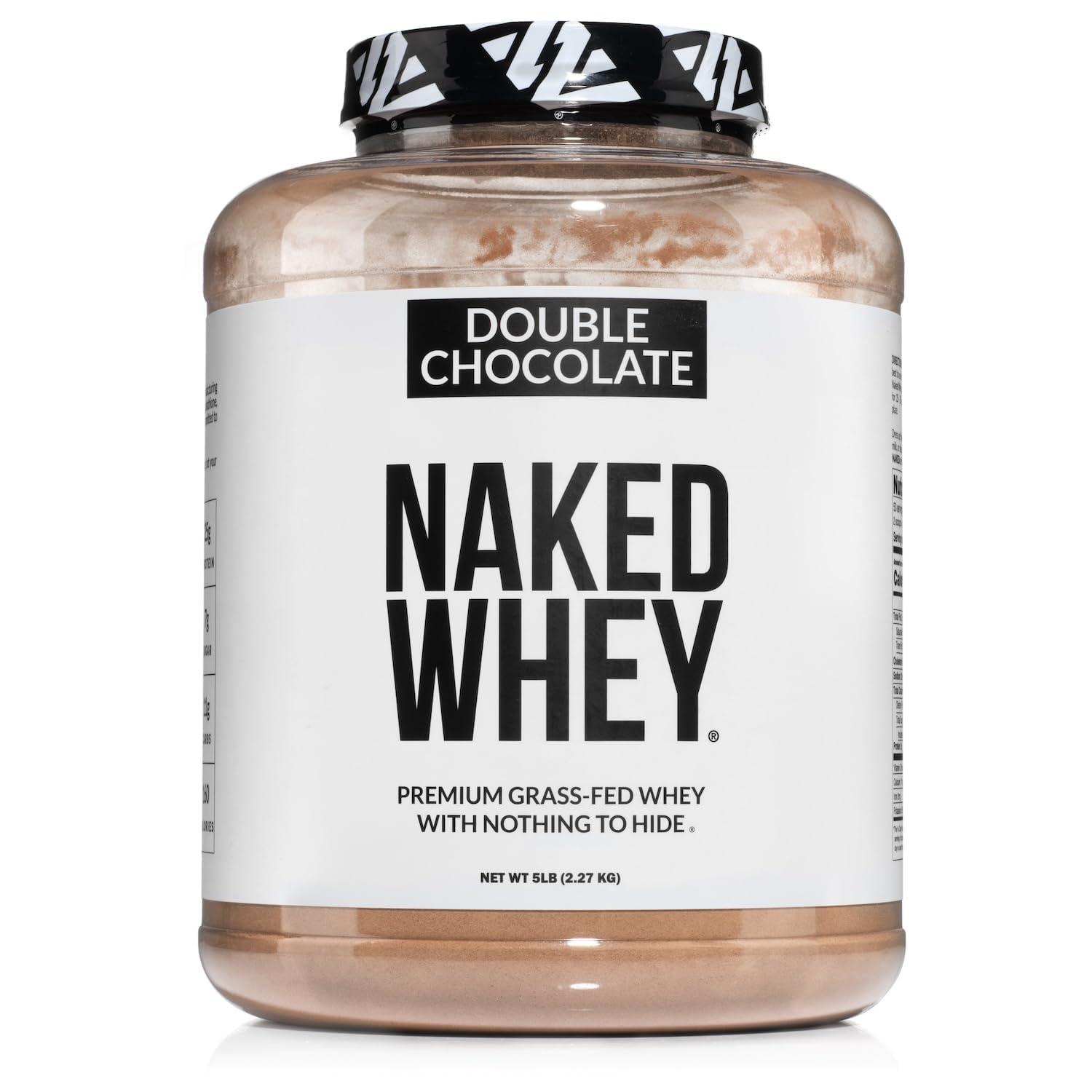 NAKED NAKED Whey Double Chocolate Grass Fed Whey Protein Powder, No GMO, No Soy, and Gluten Free. Nothing Artificial, Aid Growth and Recovery - 53 Servings