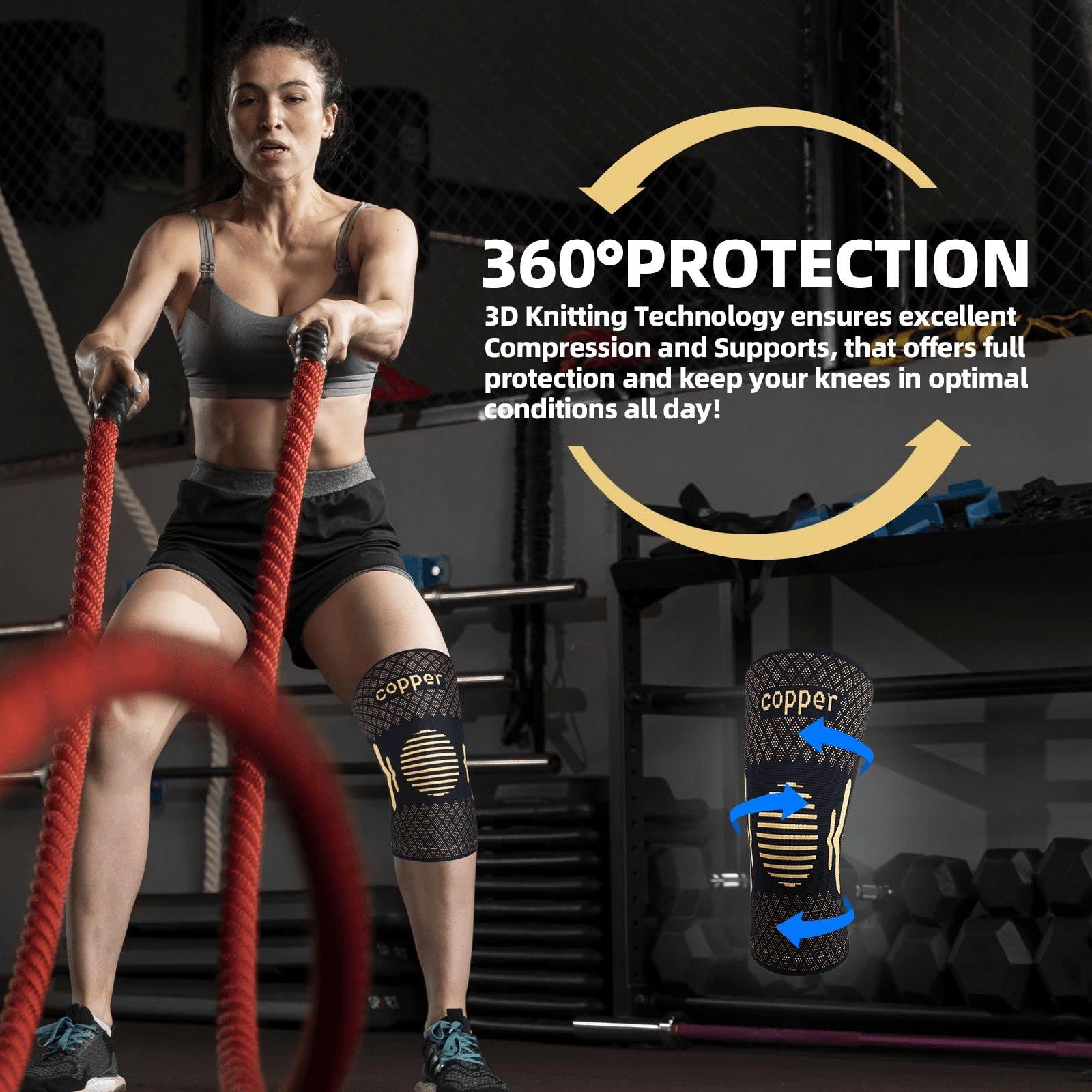 Lusenone Copper Knee Braces for Knee Pain Women & Men - 2 Pack Knee Brace Compression Sleeve, Best knee Support for Arthritis Pain,Meniscus Tear, Running,Weightlifting,Working Out,ACL,MCL,Knee Pain Relief