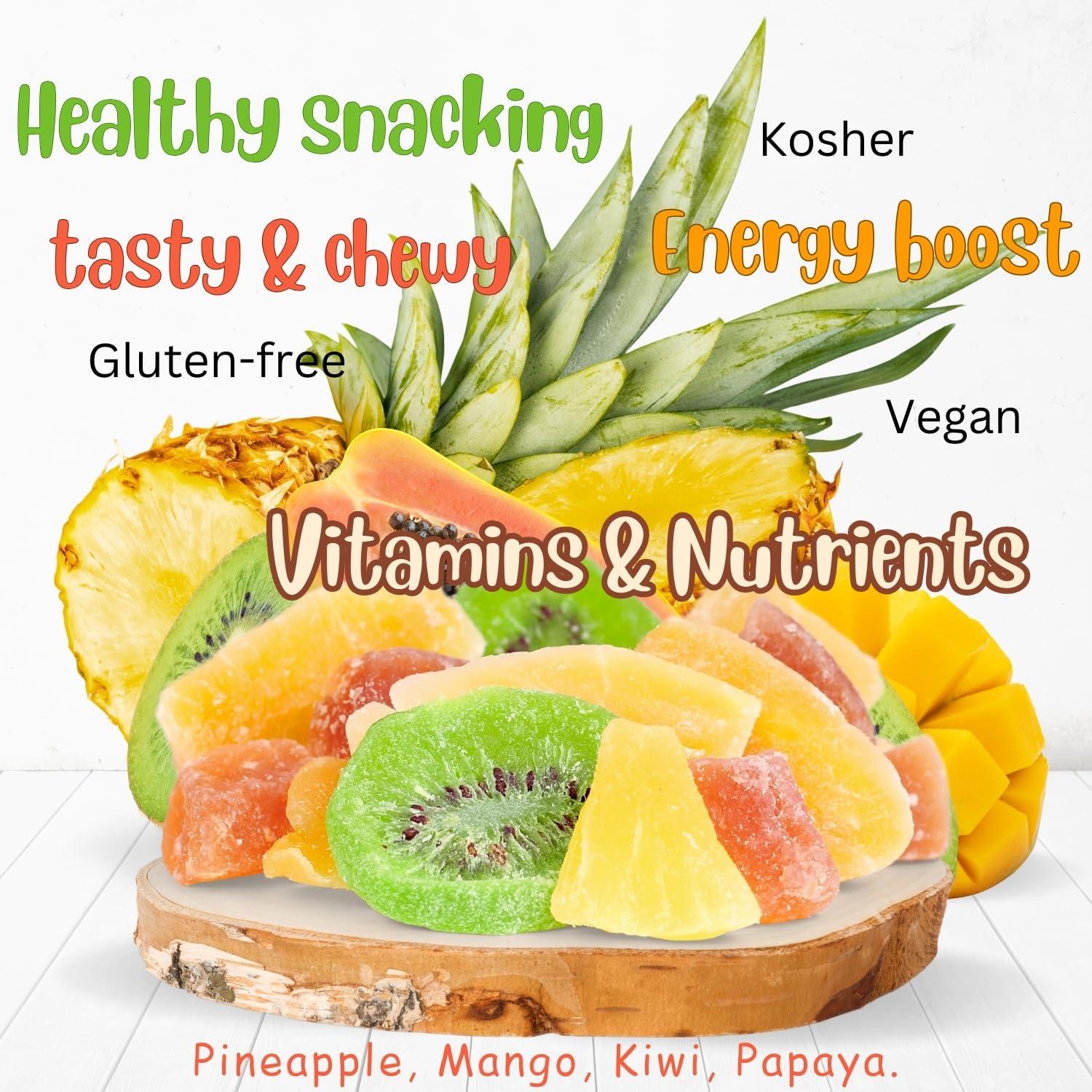 It\'s Delish Tropical Mixed Dried Fruit Chunks by It\'s Delish, 10 lbs Bulk | All Natural Refreshing Snack | Mix Of Pineapple, Papaya, Mango, and Kiwi Slices Low Sugar, No Sulphur, No Color added, Vegan, Kosher