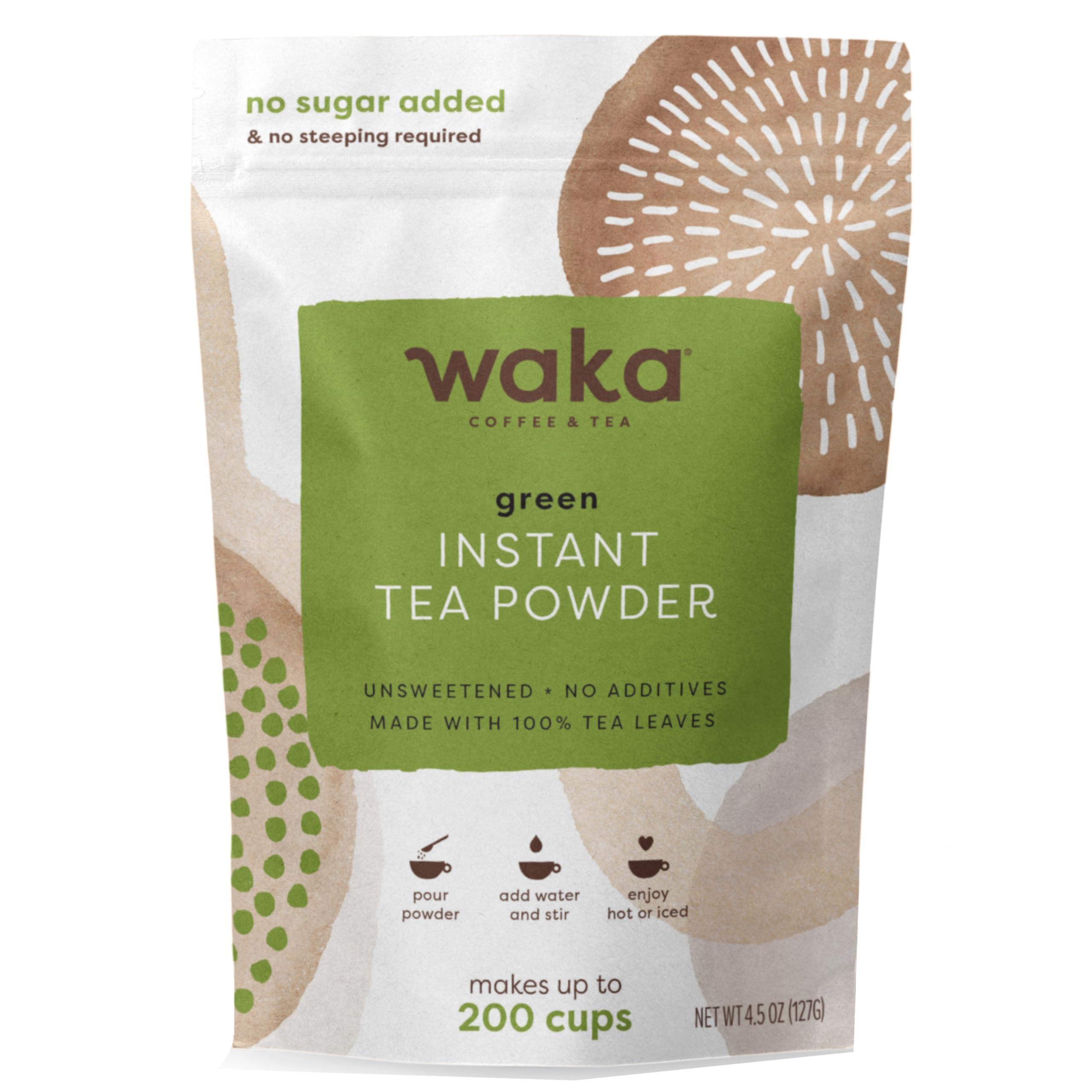 Waka Coffee Waka Premium Instant Tea No Sugar Added & Unsweetened Green Tea (200 Cups) & Lemon Flavor (20 Cups)