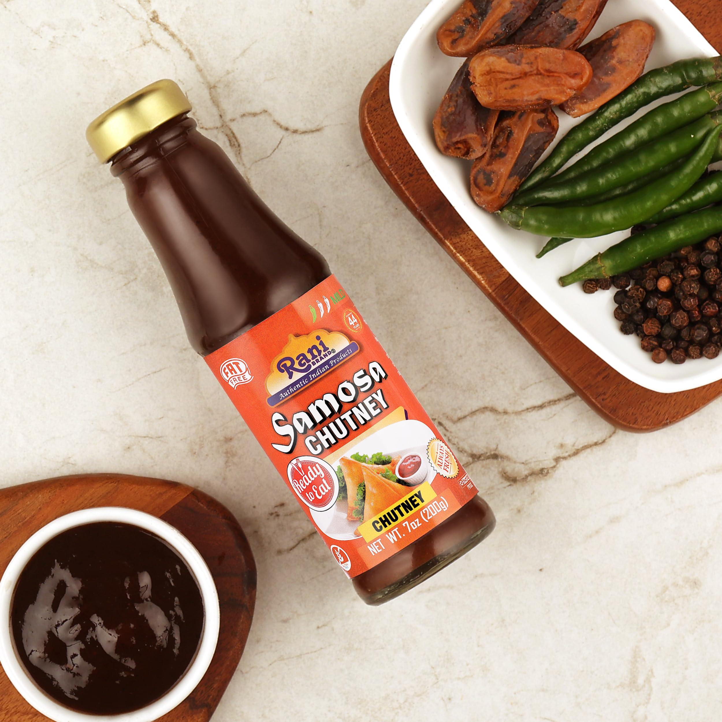 Rani Brand Authentic Indian Products Rani Samosa Chutney (Sweet, Sour & Spicy Dipping Sauce) 7oz (200g) Glass Jar, Ready to eat, Vegan ~ Gluten Free | NON-GMO | Kosher | No Colors | Indian Origin