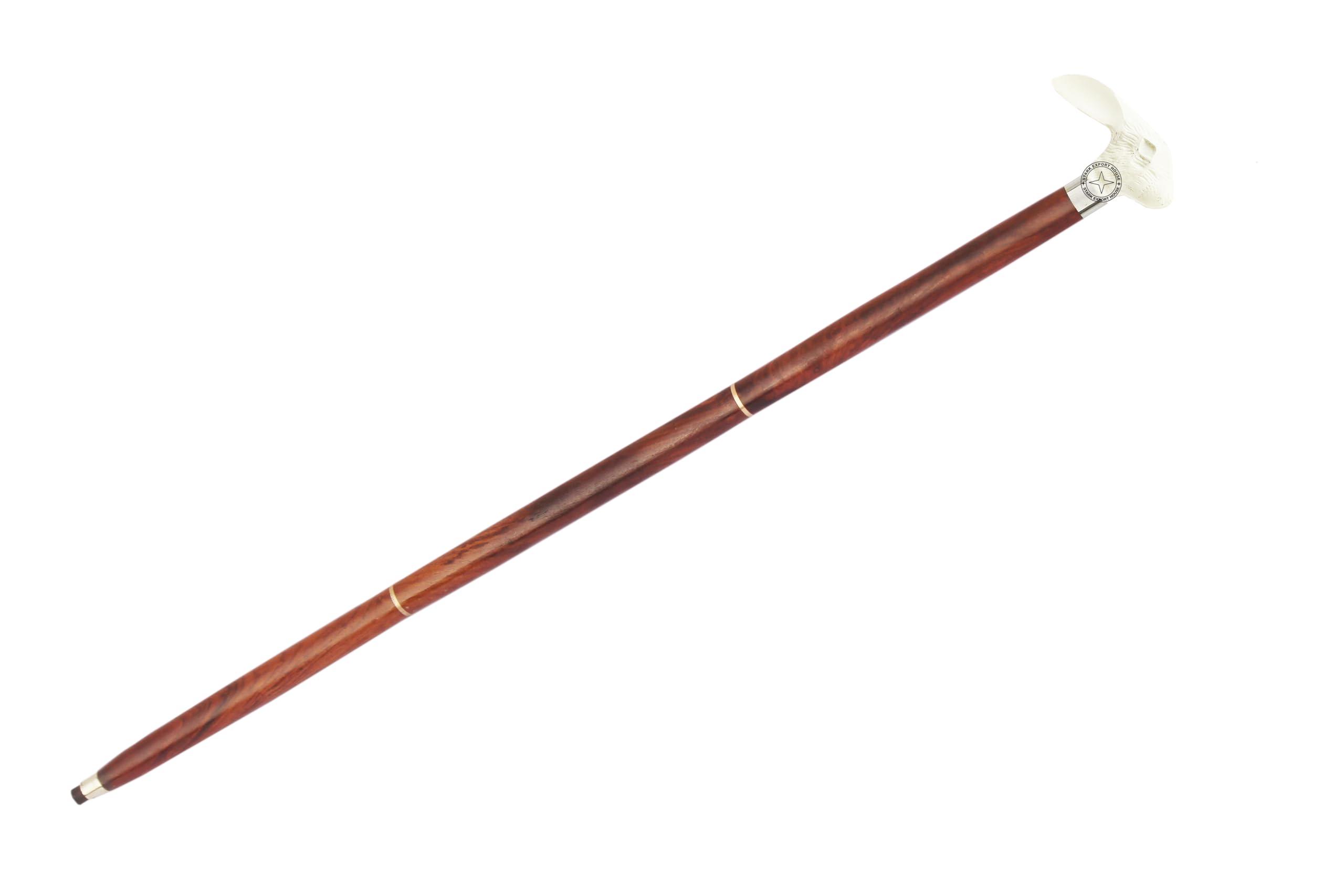 Stark Export House Nickel Brass Walking Cane Rosewood Designer Wooden Walking Stick with Brass Handle Gift for Men & Women 37 inch (SWER) (Brown 5)