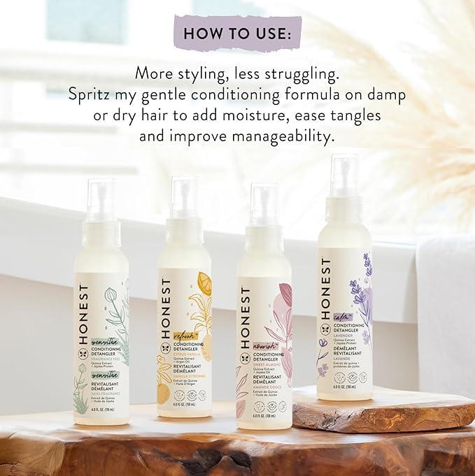 The Honest Company The Honest Company Lavender Calm 2-in-1 Cleansing Shampoo + Body Wash + Conditioning Detangler Bundle | Naturally Derived, Tear-free, Hypoallergenic | 10 fl oz, 4 fl oz