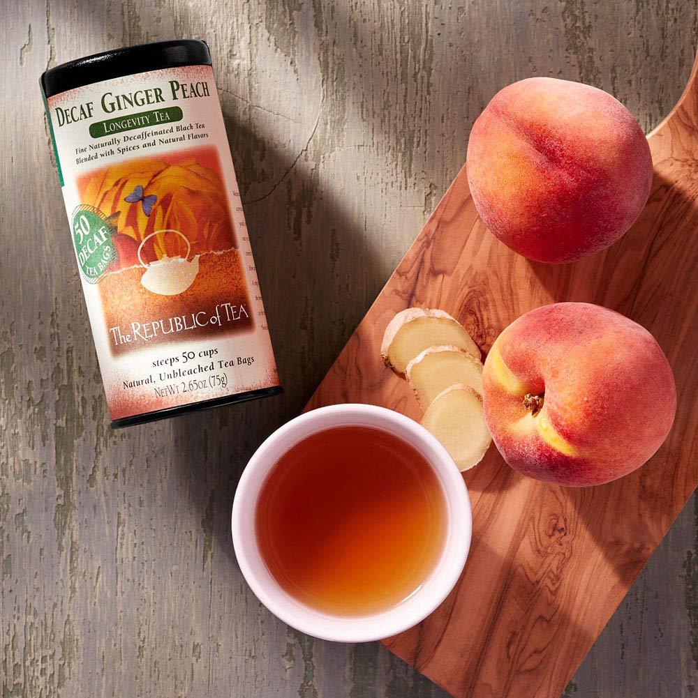 The Republic of Tea The Republic of Tea Decaf Ginger Peach Black and Decaf Ginger Peach Green Tea Bundle 50 Count Tea Bags Each