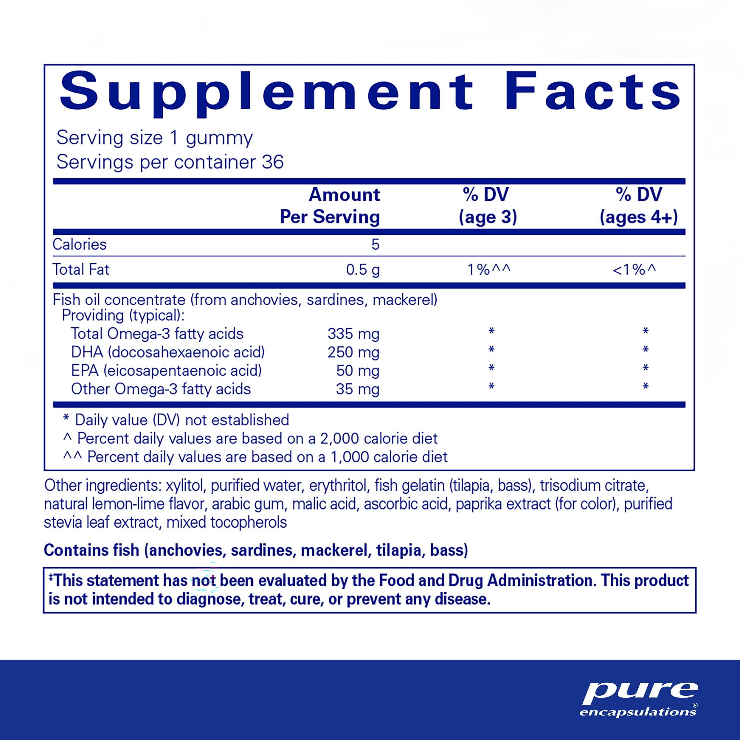 Pure Encapsulations Pure Encapsulations PureNutrients EPA/DHA Gummy | Gummy Soft Chew to Support Healthy Cognitive Function and Daily Wellness | 36 Gummies | Natural Lemon-Lime Flavor