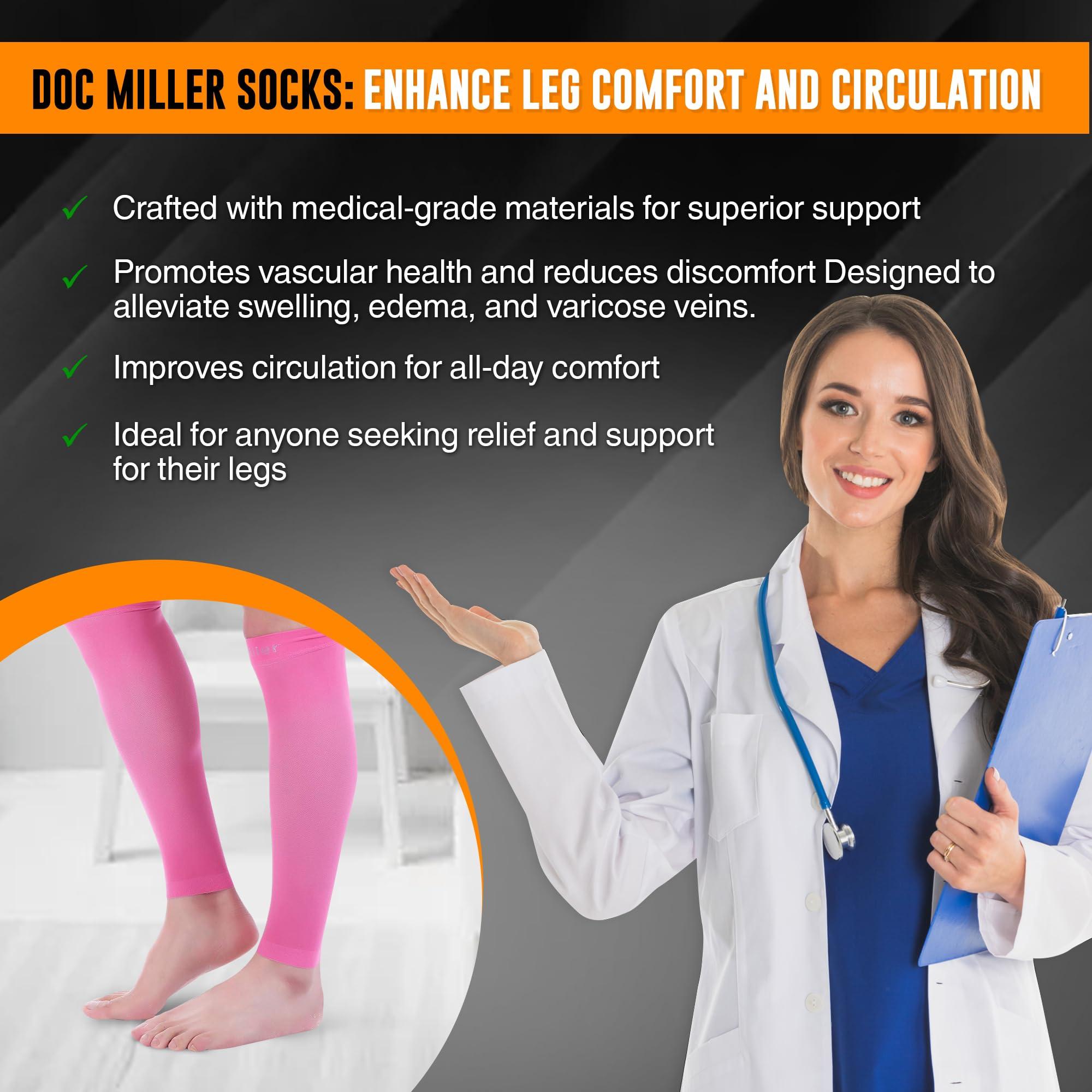 Doc Miller Doc Miller Compression Calf Sleeve for Men & Women, Premium Medical Grade, 15-20mmHg Graduated Support for Running, Calf Tear, Shin Splints, Knee High, Pink Color Calf Sleeves, Small Size, 1 Pair