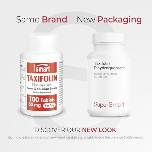 super smart Supersmart - Taxifolin Dihydroquercetin 60mg per Day (90% DHQ Supplement) - Russian Siberian Dahurian Larch Tree Extract - Antioxidant Bioflavonoid | Non-GMO & Gluten Free - 100 Tablets