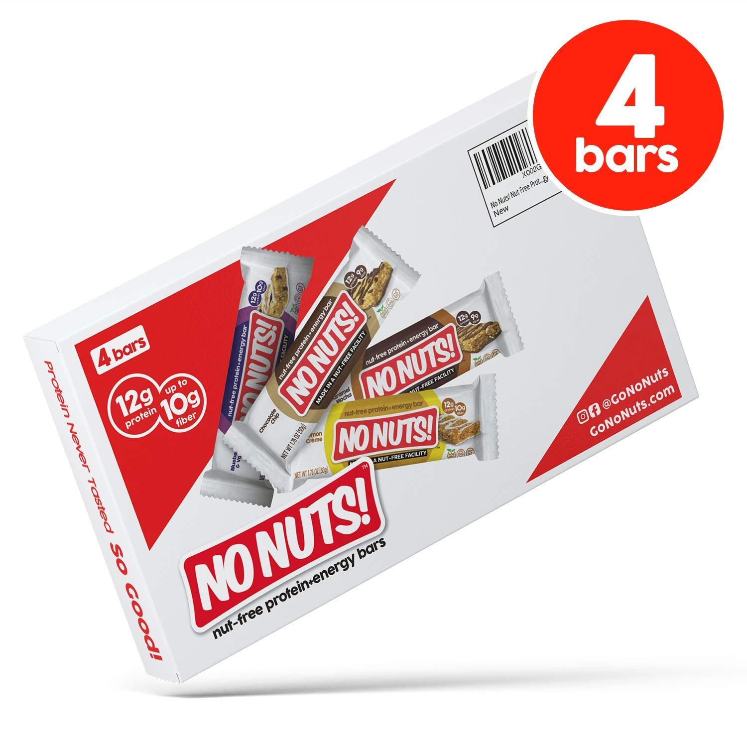 No Nuts! No Nuts! Protein Bars Energy Bars - 100% Nut Free Dairy Free Vegan Protein Bars, Vegan Protein Bars Variety Pack of 4 Sampler, Organic, Kosher, Egg-Free, Non-Gmo & Dairy Free Protein Bars