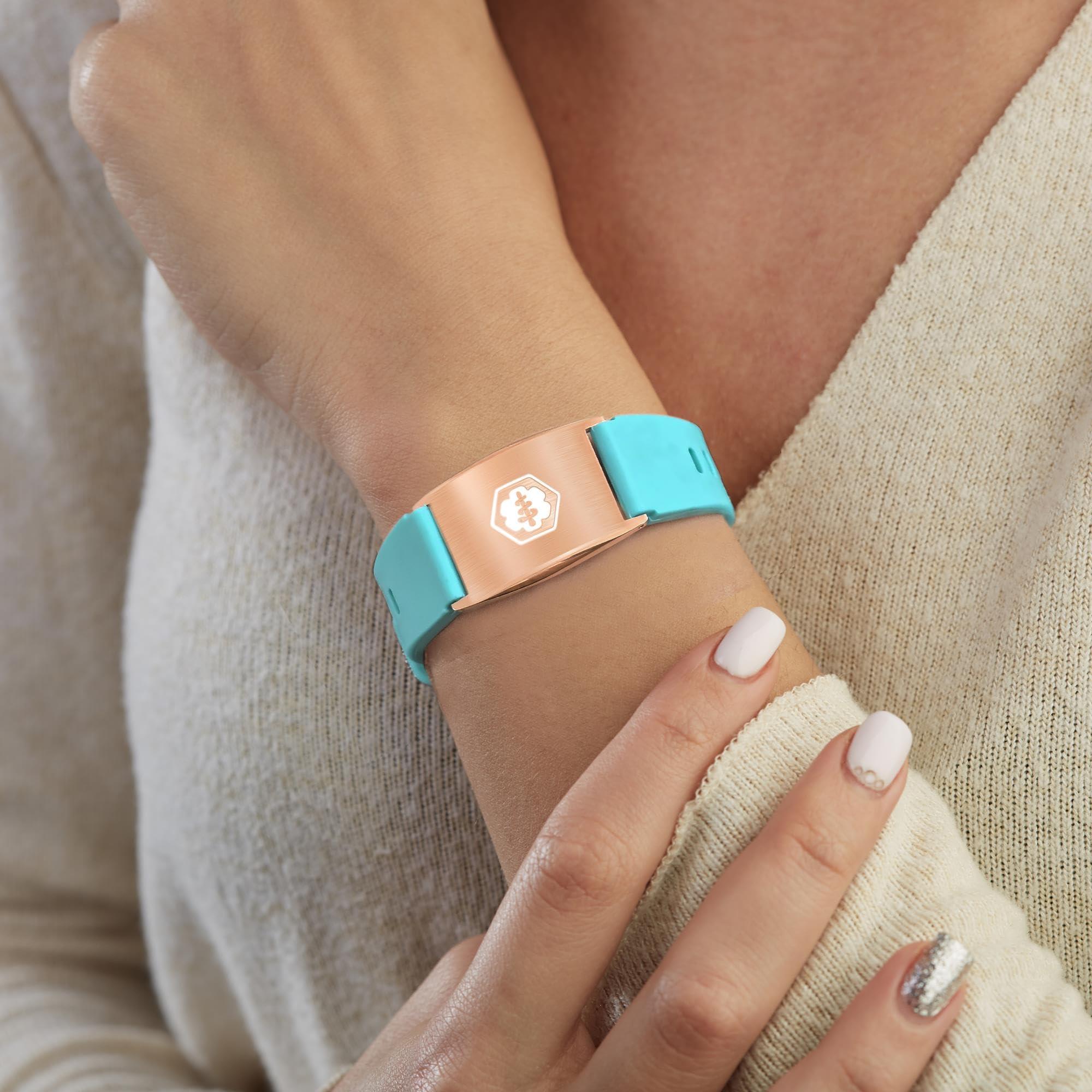 BURISSKY BURISSKY Adjustable Sport Medical Alert Bracelets for Women Men with Free Engraving,Personalized Custom Emergency Identification ID Waterproof Silicone Wristbands Bracelet