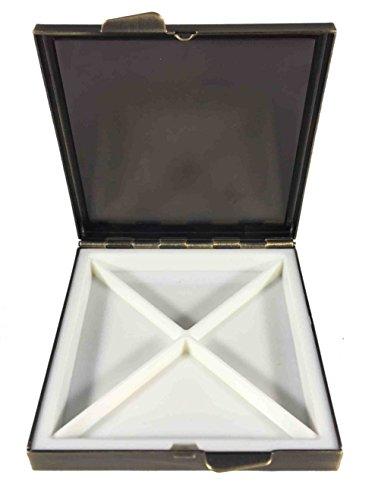 Pill Buddy Classic Brass Daily Pocket Travel Sized Pill Box Case with Divider (Square-4 Section)