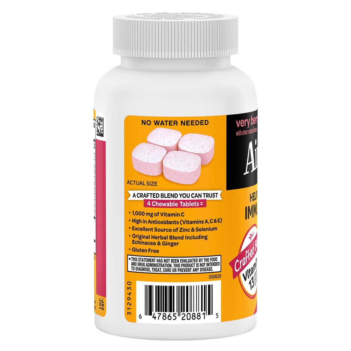 Airborne Airborne 1000mg Vitamin C + Zinc Immune Support Supplement Chewable Tablets, Very Berry Flavor with Powerful Antioxidants Vitamins A C & E, 116 Chewable Tablets (2 Pack)