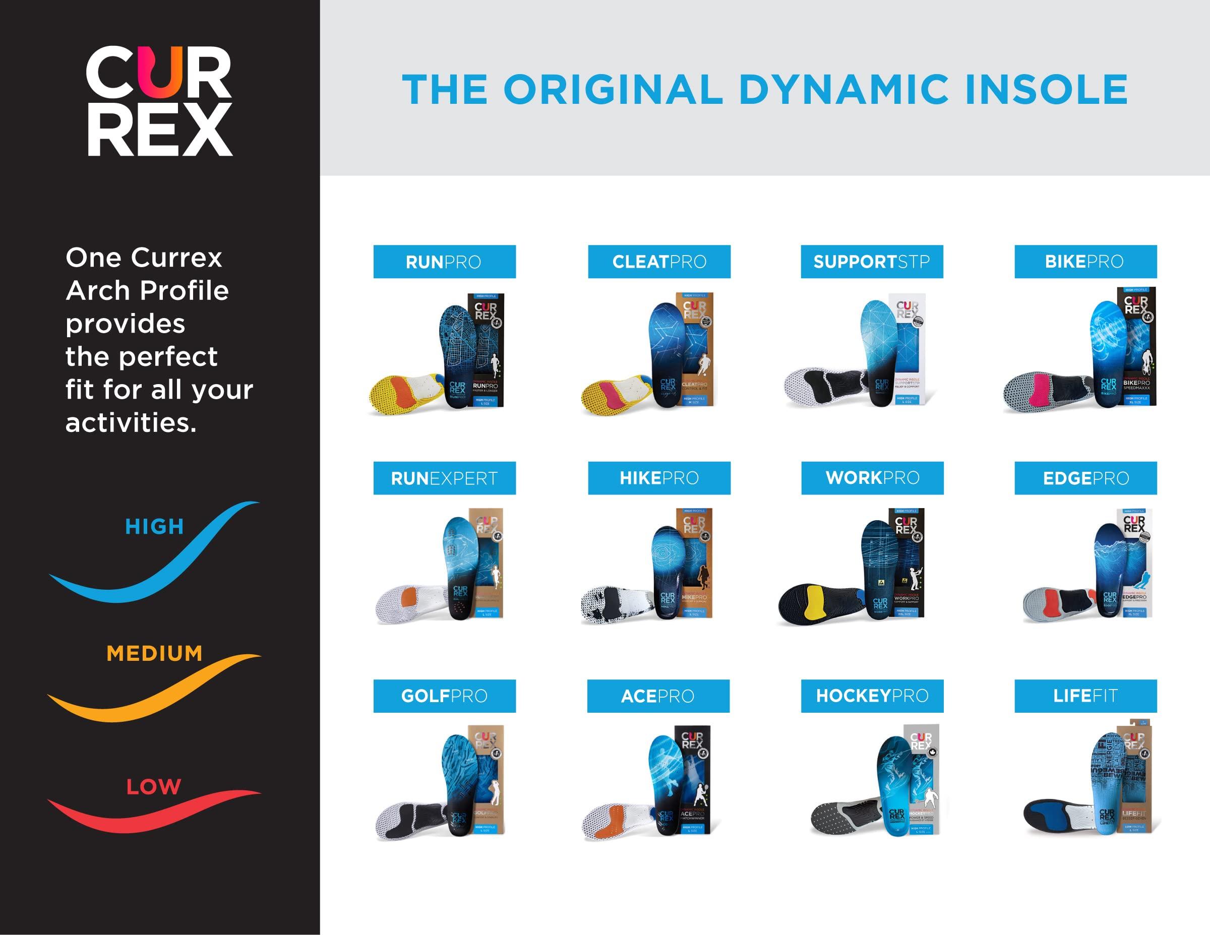 currex CURREX RunPro Insoles for Running Shoes Arch Support Inserts to Help Reduce Fatigue, Prevent Injuries & Boost Performance for Men & Women High Arch, 2X Size